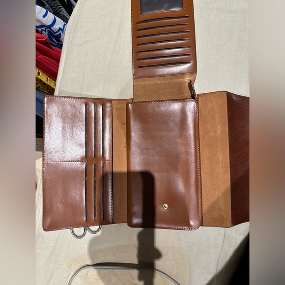 Bally designer leather document holder travel wallet in cognac - Picture 6 of 10